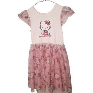 Hello Kitty Girls Size 6 Pink Tulle Dress Flutter Sanrio Kawaii Knee Length